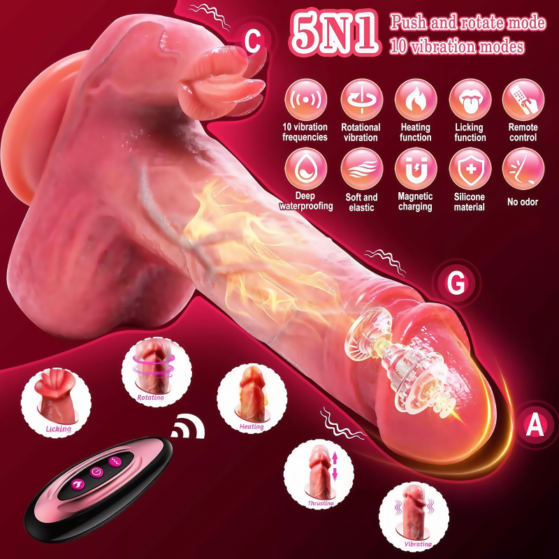 Tongue Dildo UAE - Telescopic Realistic Thrust Dildo Vibrator Remote Control - Image 2