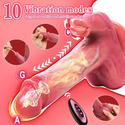 Tongue Dildo - Telescopic Realistic Thrust Dildo Vibrator Remote Control