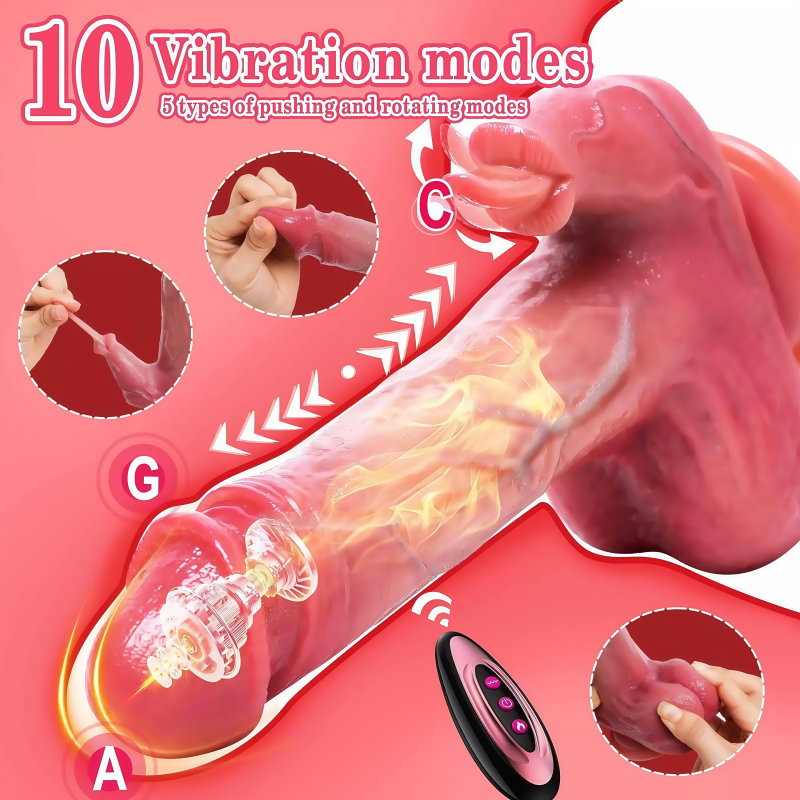 Tongue Dildo UAE - Telescopic Realistic Thrust Dildo Vibrator Remote Control - Image 4